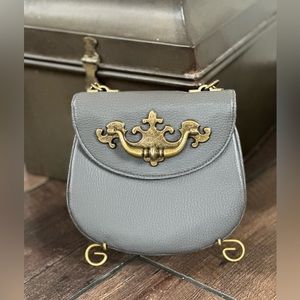 Deena & Ozzy Vintage Handbag in Greige Faun with Burnished Brass Hardware